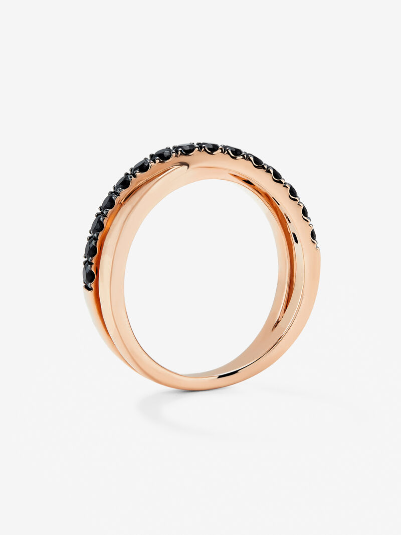 18K rose gold cross ring with 15 brilliant-cut black spinels image number 4