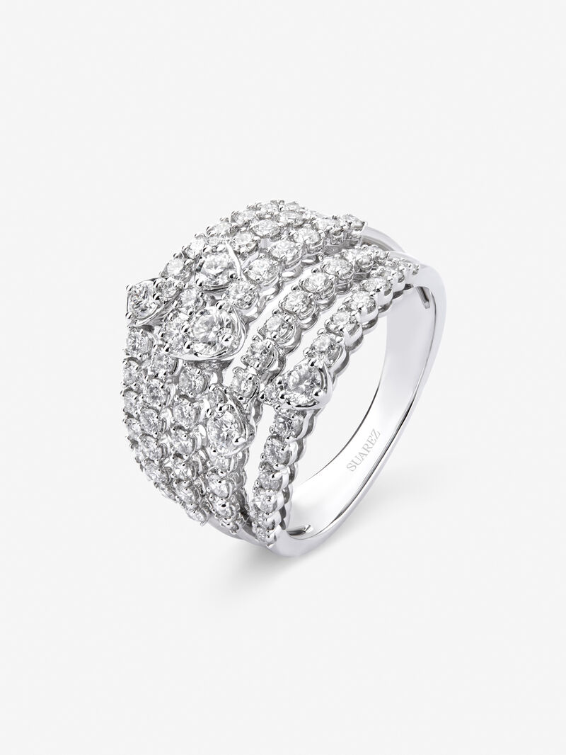 18K white gold multi-arm ring with 70 brilliant-cut diamonds with a total of 1.43 cts image number 0
