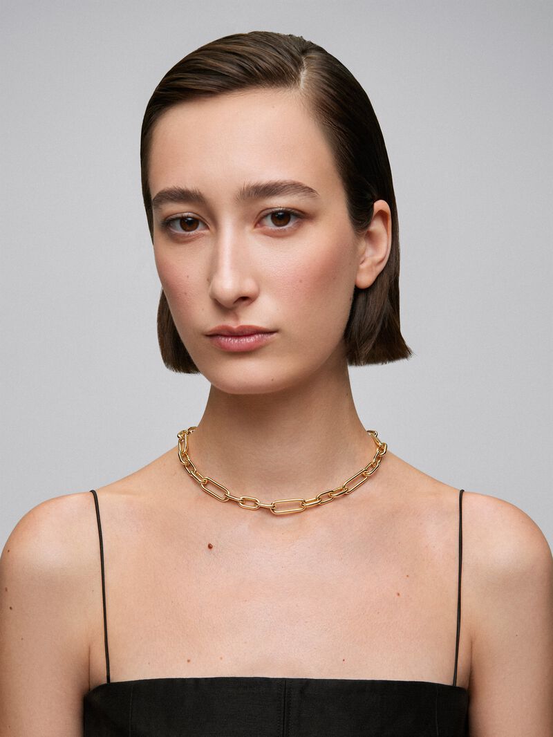 Large 18K yellow gold link necklace image number 1