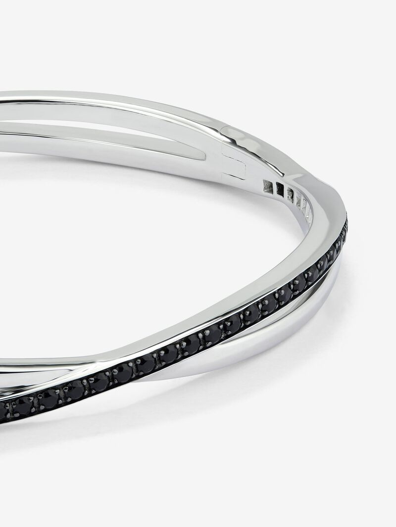 Crossed rigid bracelet made of 925 silver with spinels image number 2