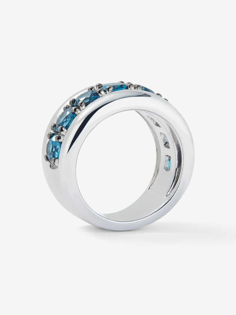 925 silver ring with brilliant cut London blue topaz pave image number 4