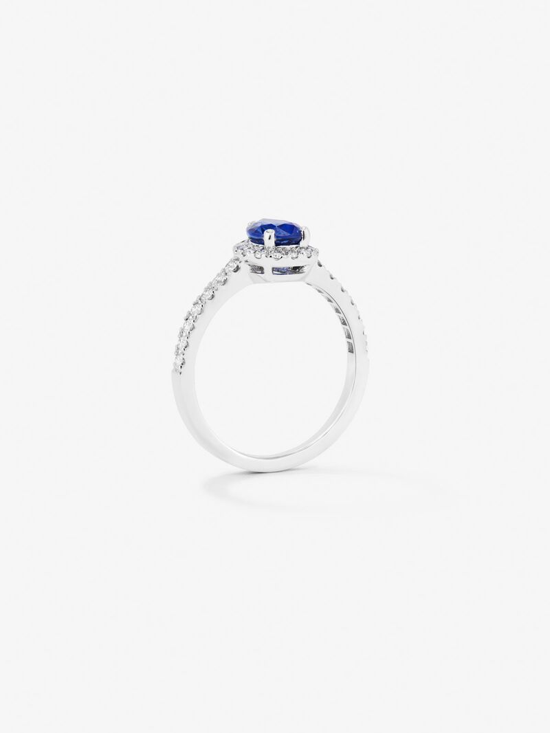 18K white gold ring with pear-cut blue sapphire of 1.83 cts and 32 brilliant-cut diamonds with a total of 0.44 cts image number 4