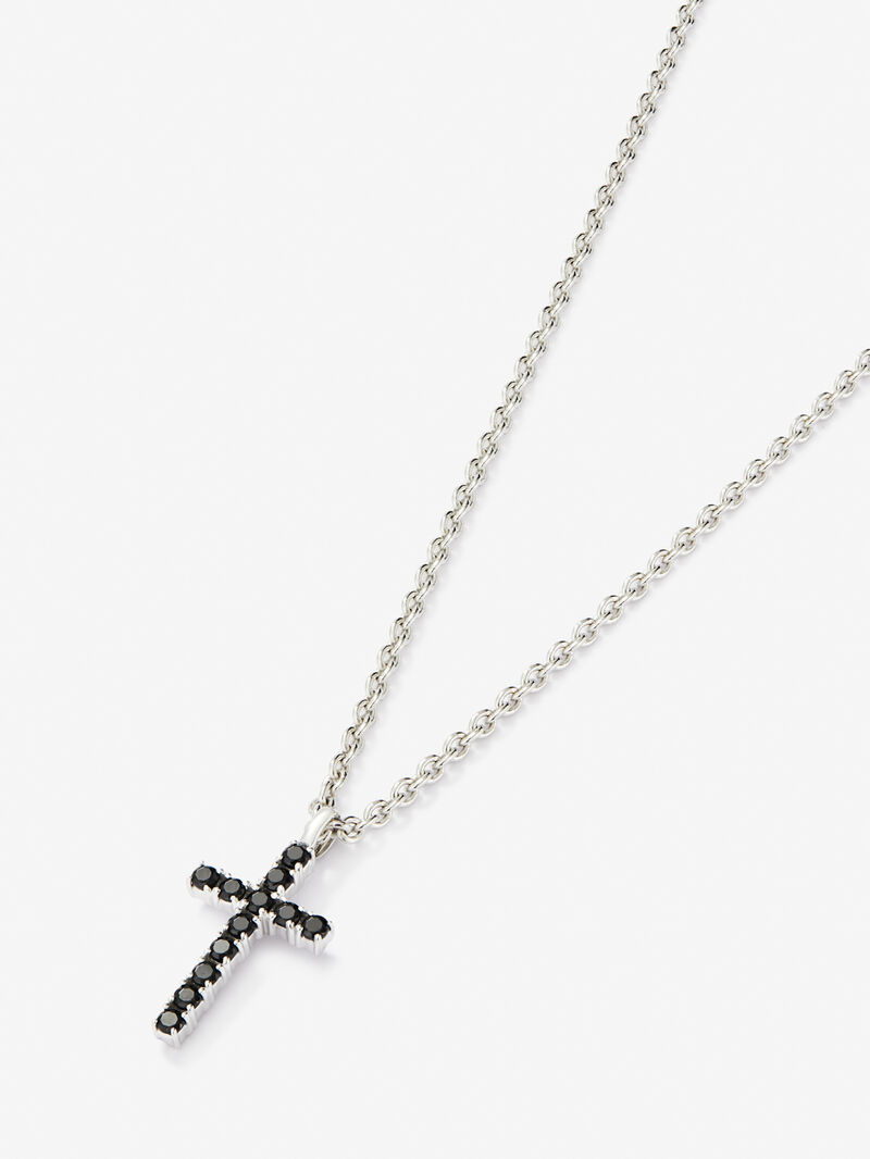 925 Silver thin chain pendant with cross and spinels image number 2