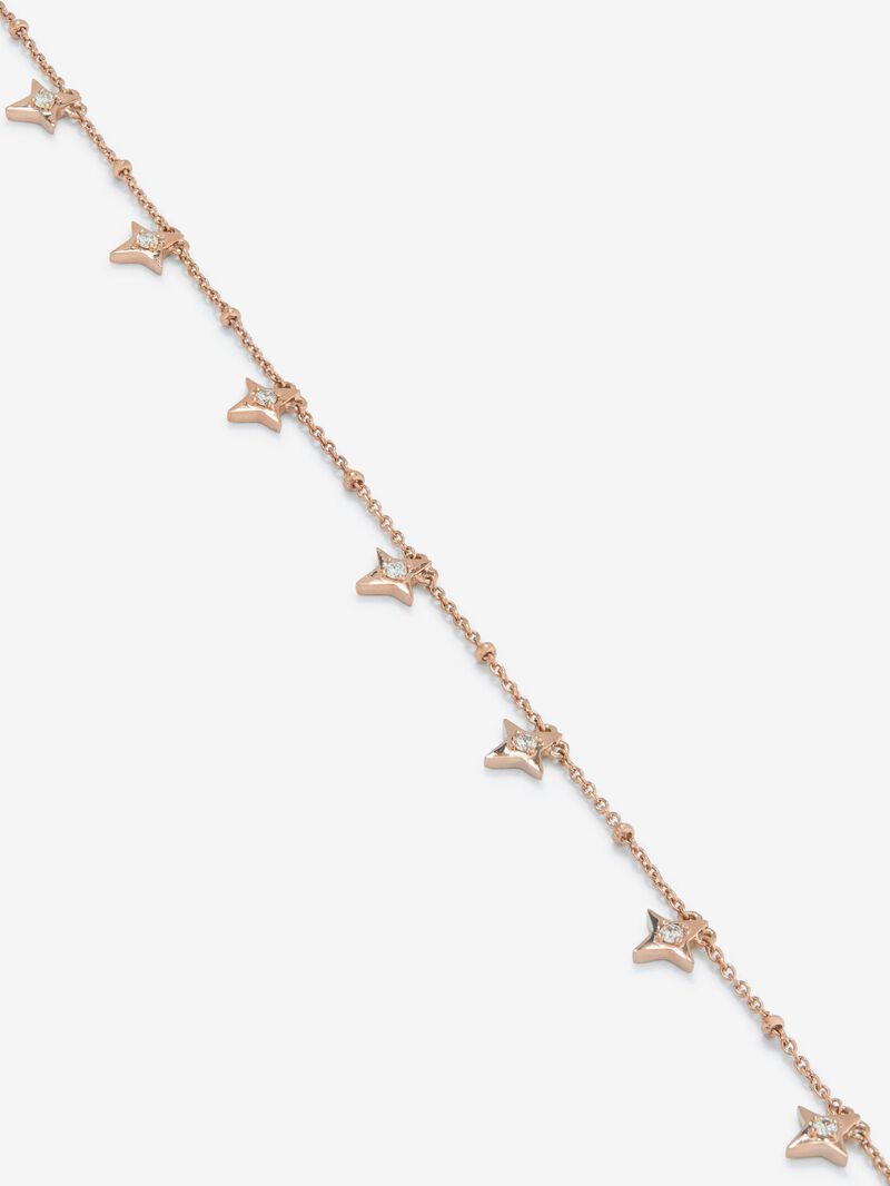 18K Rose Gold Bracelet Chain with Diamond Stars image number 2