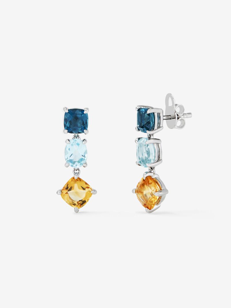 925 Silver Long Earrings with Topaz and Citrine image number 0