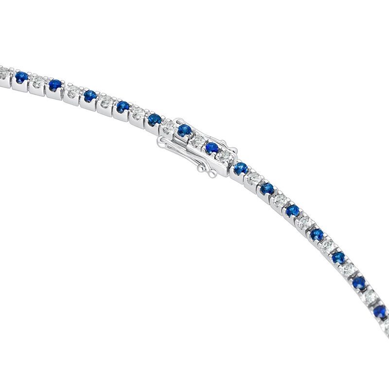 18kt white gold rivière necklace with diamonds and blue sapphires, CO22010-OBDZ_V