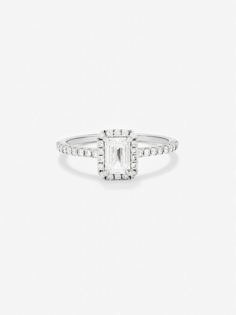 18K white gold solitaire engagement ring with diamond image number 1
