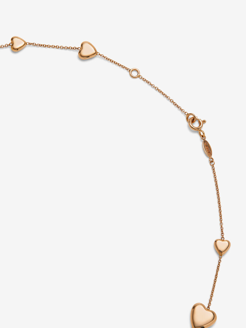 18K rose gold necklace with hearts image number 4