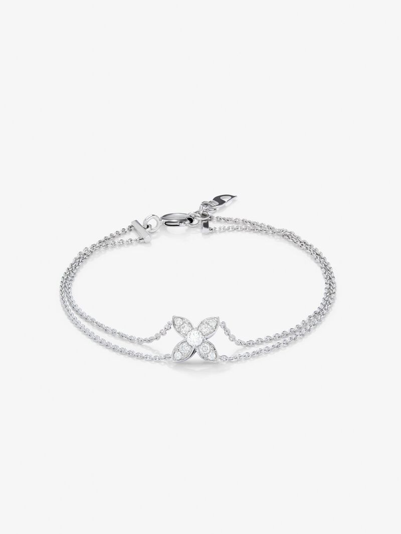 18K white gold bracelet with white diamonds in 0.16 cts image number 0