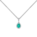 18K white gold pendant with green emerald and diamonds, PT7030-E/A003_V