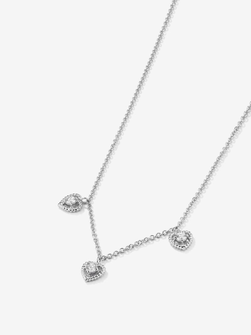 18K white gold heart pendant with 3 brilliant-cut white diamonds with a total of 0.18 cts image number 2