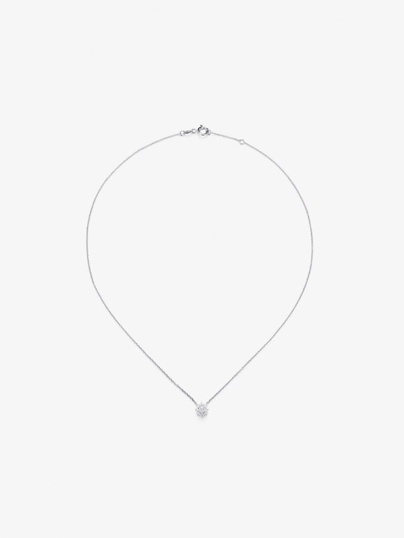 18K White Gold Flower Chain with solitary diamonds and diamond urla image number 0