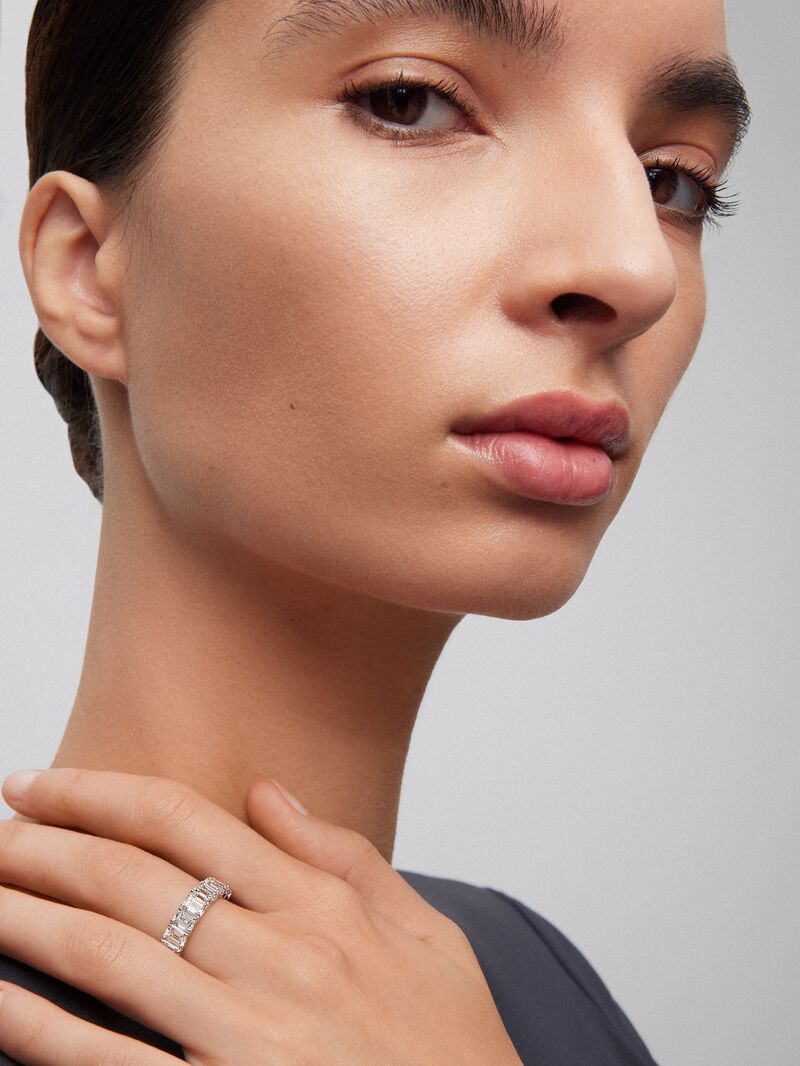 Half ring in 18K rose gold with 10 emerald-cut diamonds with a total of 3.15 cts image number 3