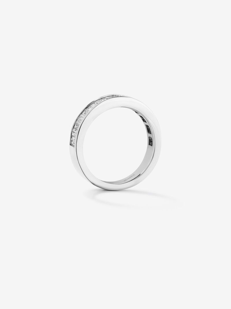 Half-eternity engagement ring made of 18K white gold with baguette cut diamonds on band 0.77ct. image number 4
