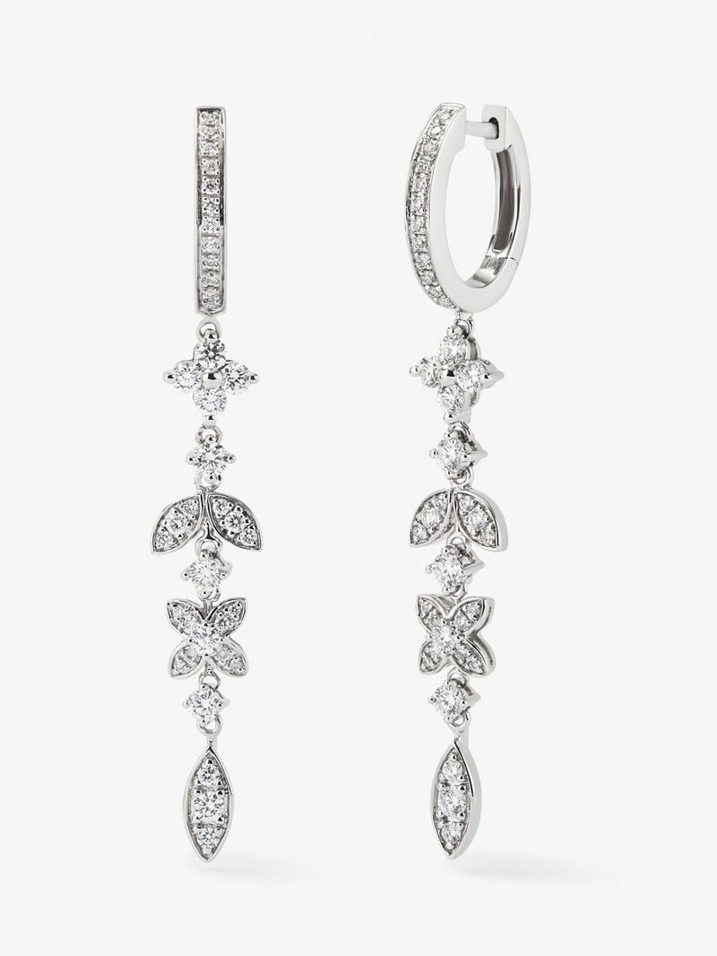 18K white gold earrings with 70 brilliant-cut diamonds with a total of 0.75 cts image number 0