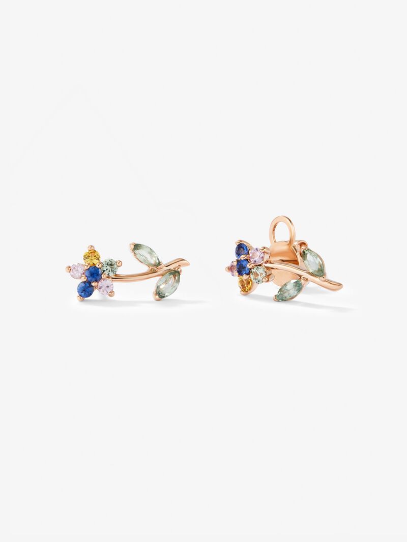 Pink gold earrings with multicolored sapphires image number 0