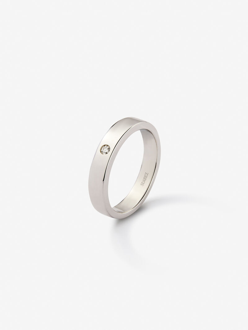 18K White Gold Wedding Alliance Ring with Diamond image number 0