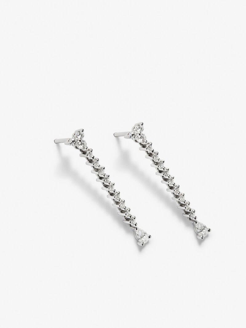 18K white gold earrings with 2 pear-cut diamonds with a total of 0.21 cts and 18 brilliant-cut diamonds with a total of 0.34 cts image number 2