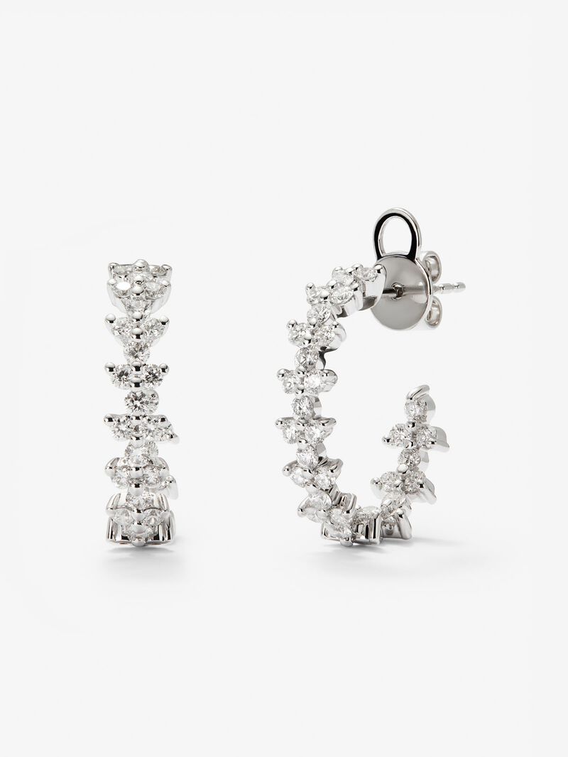 18K white gold hoop earrings with 66 brilliant-cut diamonds with a total of 1.01 cts image number 0