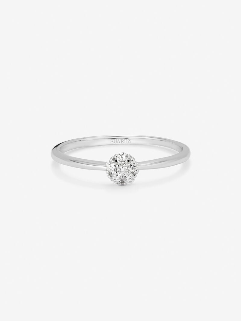 18K white gold ring with rosette of 15 brilliant-cut diamonds with a total of 0.09 cts image number 2