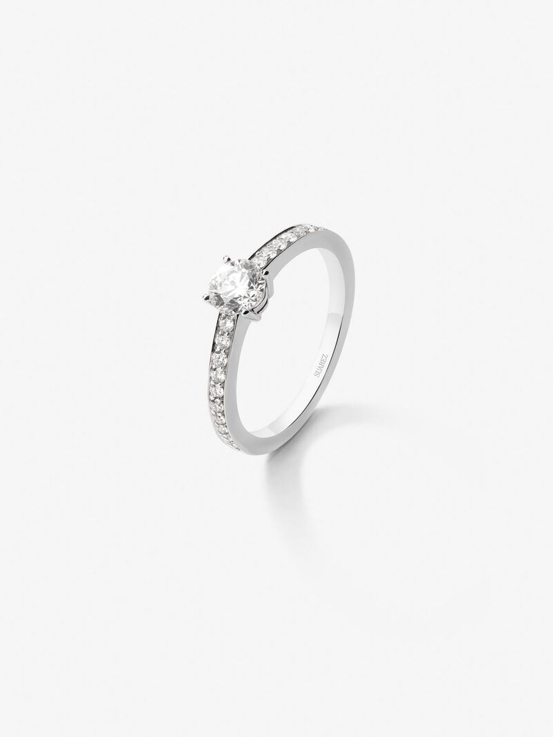 18K White Gold Commitment Ring with Diamond image number 0