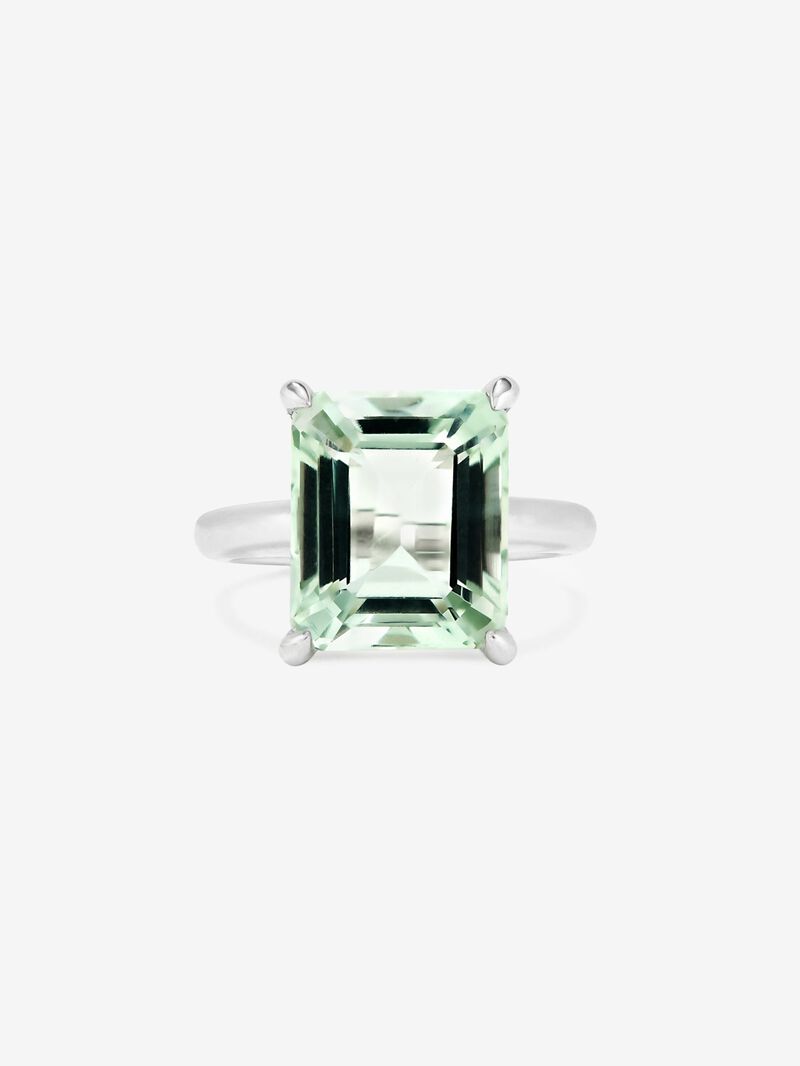 925 silver cocktail ring with green amethyst in octagonal cut image number 2
