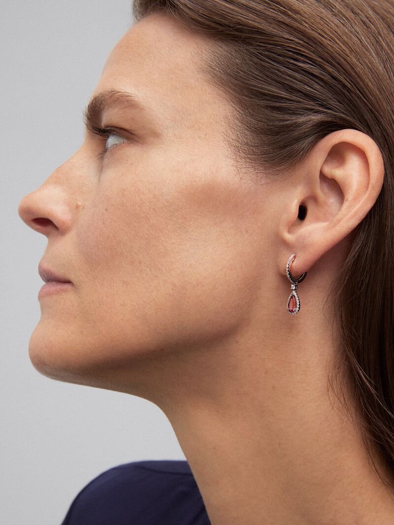White gold earrings with diamonds and turmalines image number 3