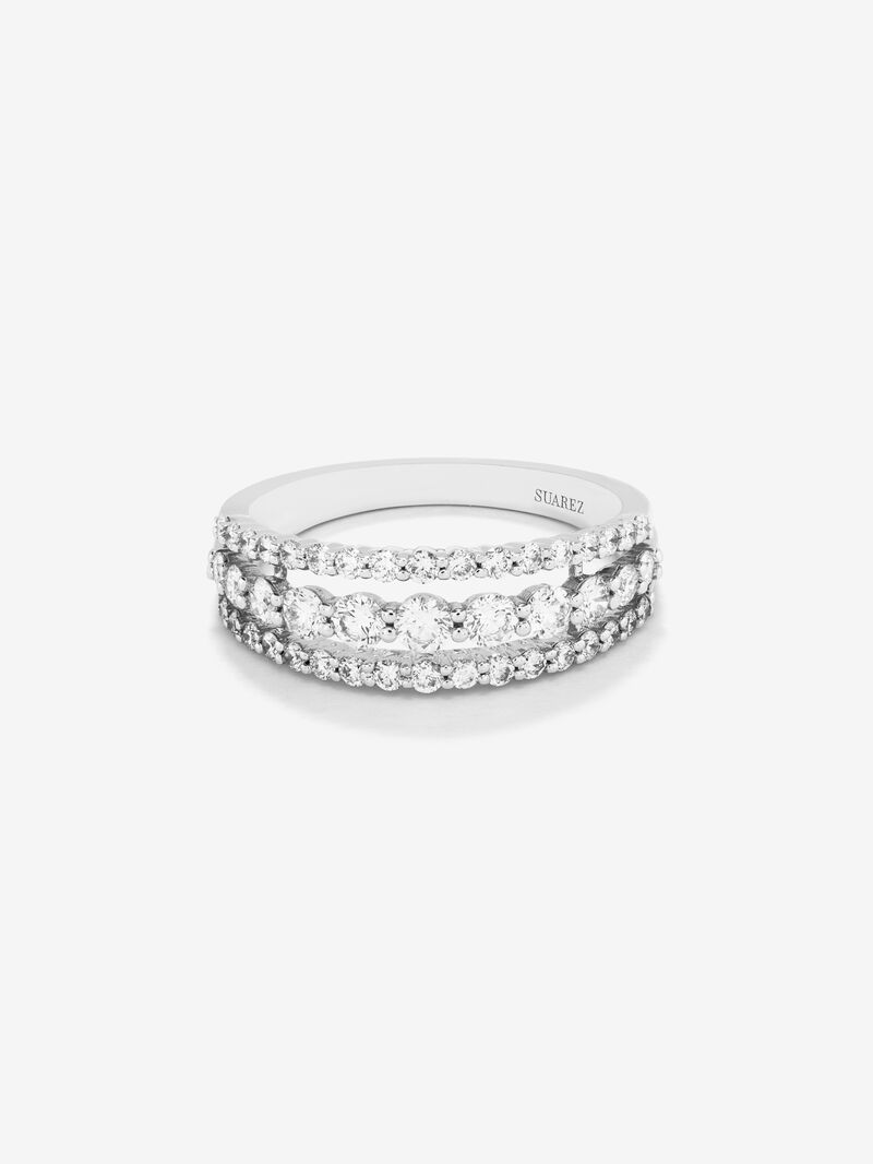 18K White Gold Triple Diamond Ring image number 2