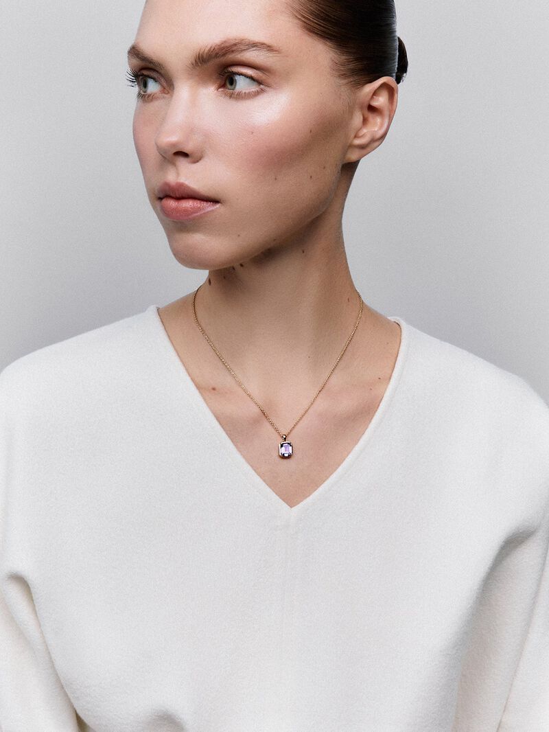 18K Yellow Gold Pendant Chain with Amethyst image number 2