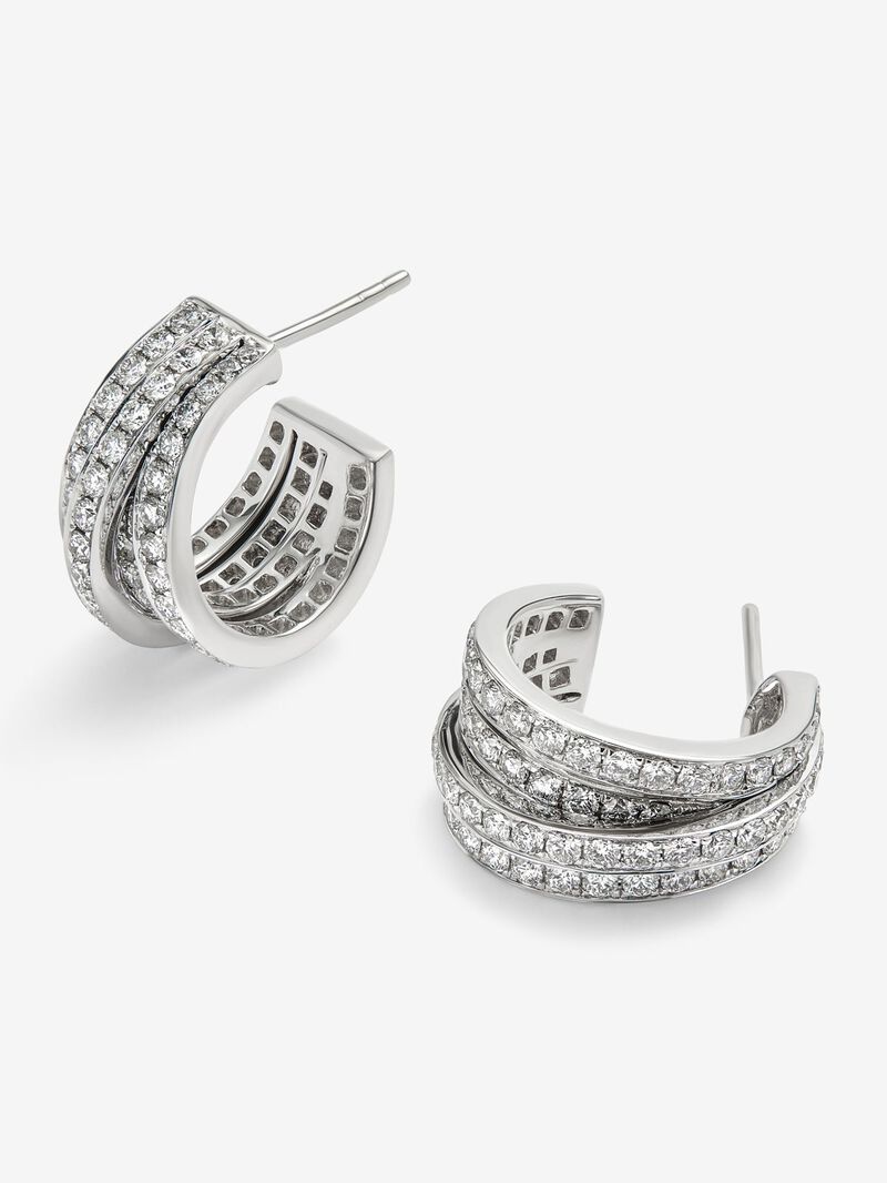 18K white gold hoop earrings with 150 brilliant-cut diamonds with a total of 2.9 cts image number 2