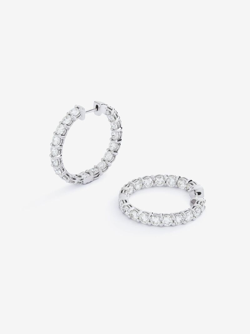 18K white gold ring earrings with white diamonds in 4.7 cts image number 2