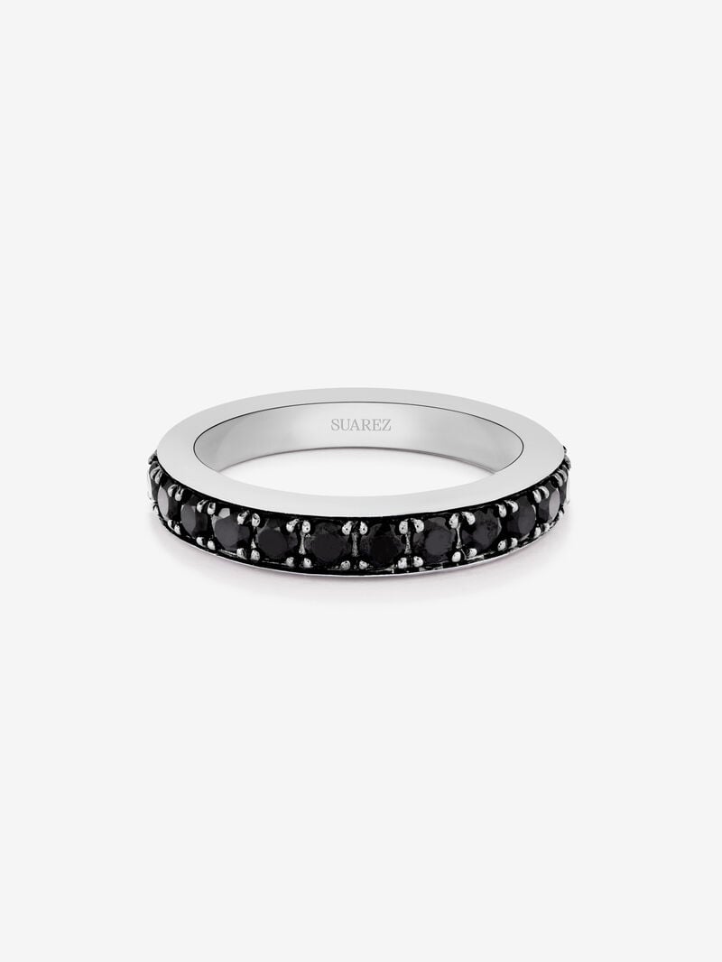 925 silver ring with 15 brilliant-cut black spinels with a total of 1.58 cts image number 2