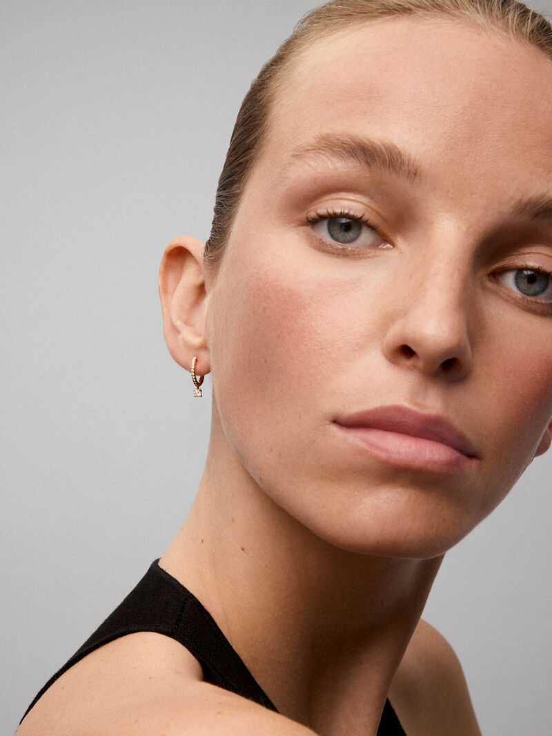 18K rose gold earrings with 20 brilliant-cut diamonds with a total of 0.38 cts image number 3