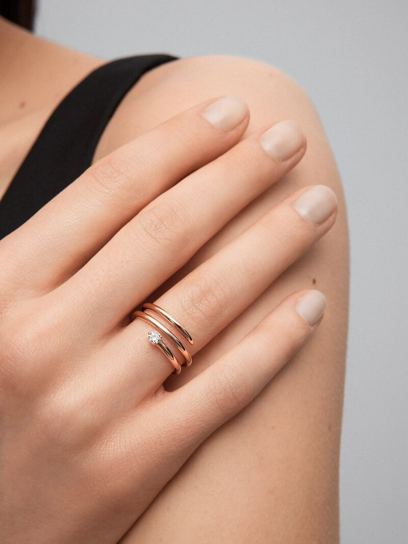 18K rose gold multi-arm ring with 0.13 ct brilliant-cut diamond image number 2