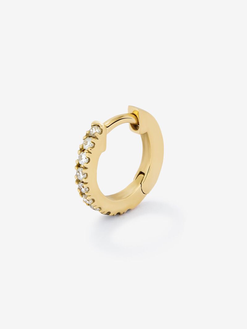 Individual 18K yellow gold hoop earring with 10 brilliant-cut diamonds with a total of 0.05 cts image number 4