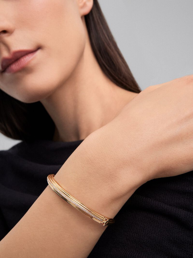 Rigid 18K yellow gold bracelet with 69 brilliant-cut diamonds with a total of 0.42 cts image number 5