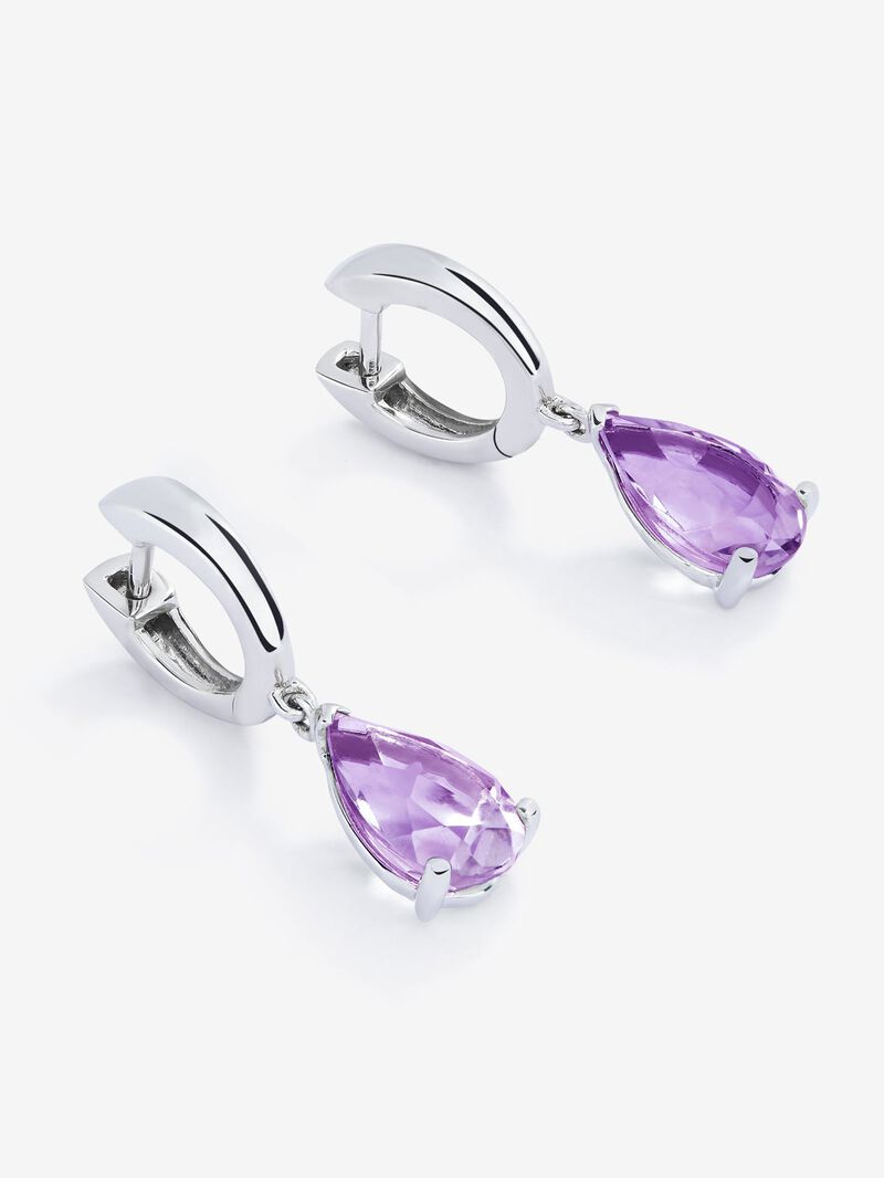 Silver earrings with purple amethyst image number 2