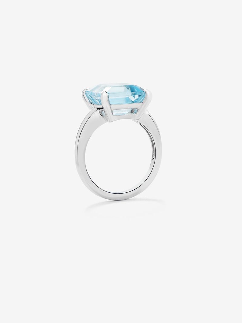 925 silver cocktail ring with sky blue topaz in octagonal cut image number 4