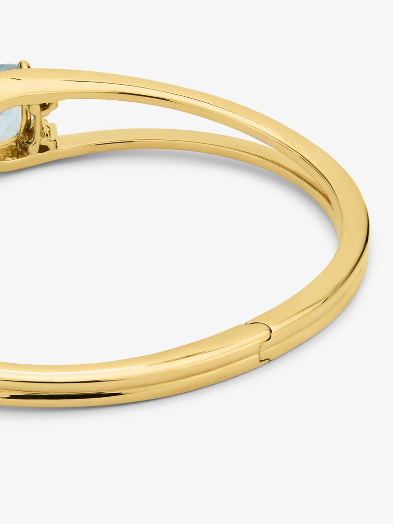 Rigid 18K yellow gold bracelet with 2 sky blue topazes in cushion cut with a total of 0.12 cts image number 4