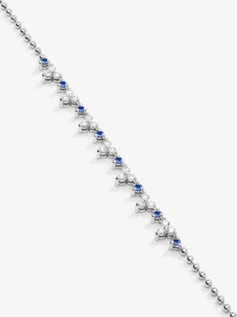 18K white gold pendant with 8 brilliant-cut blue sapphires with a total of 1.35 cts and 21 brilliant-cut diamonds with a total of 1.25 cts image number 1