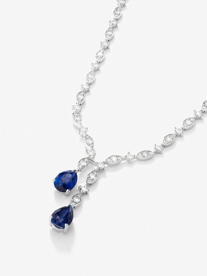 18K white gold necklace with intense blue sapps in 6.43 cts and white diamonds in 6.51 cts bright diamonds image number 2