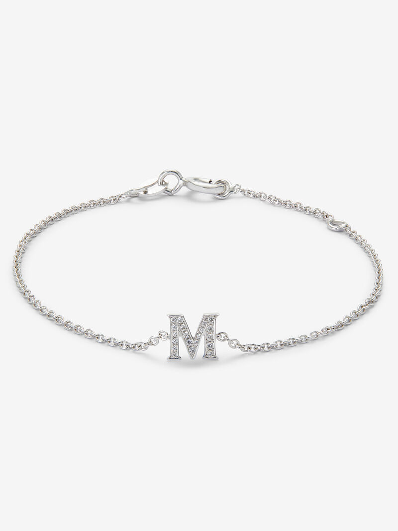 18K white gold chain bracelet with initial and diamonds image number 0
