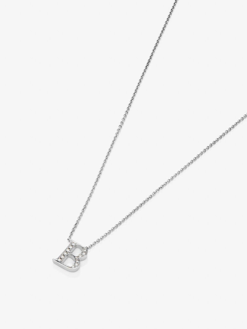 Pendant necklace with 18K white gold initial and diamonds image number 2