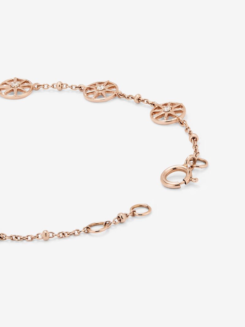 18K Rose Gold Chain Bracelet with Diamond Stars image number 4