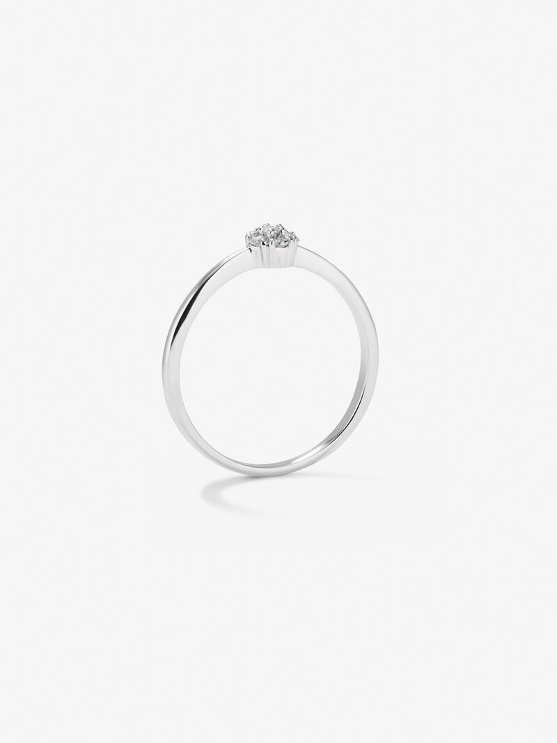 18K white gold ring with rosette of 15 brilliant-cut diamonds with a total of 0.09 cts image number 4