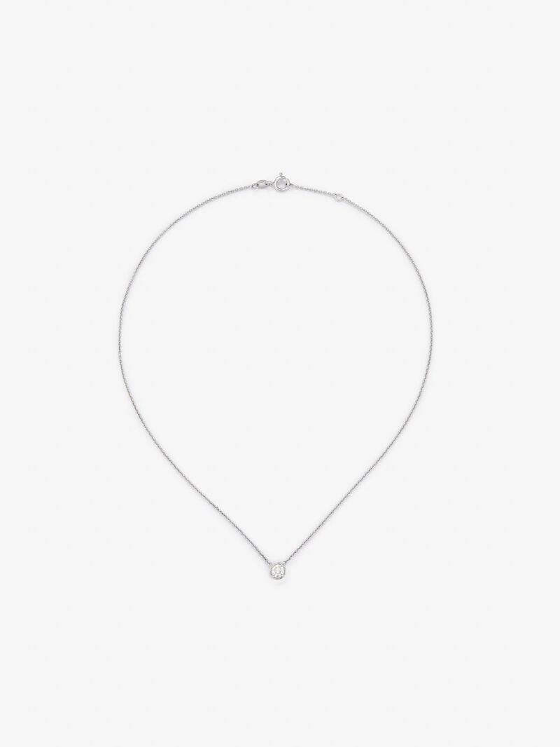 18K white gold chain pendant with solitary diamond image number 1
