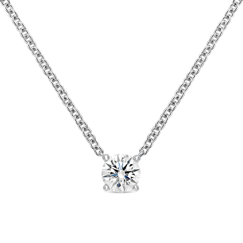 Colgante solitario de oro blanco de 18kt con diamante D-VVS2 de 0,50cts, PT13016-00D050/DVVS2_V