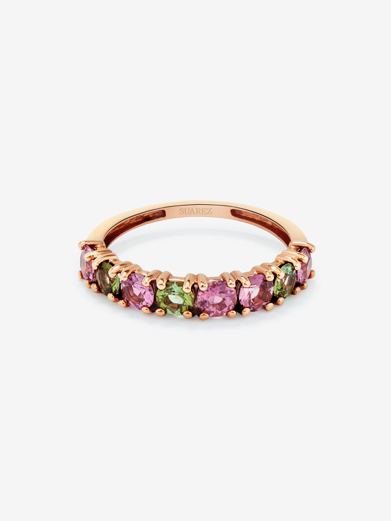 18K rose gold ring with 8 brilliant-cut multicolor tourmalines image number 2