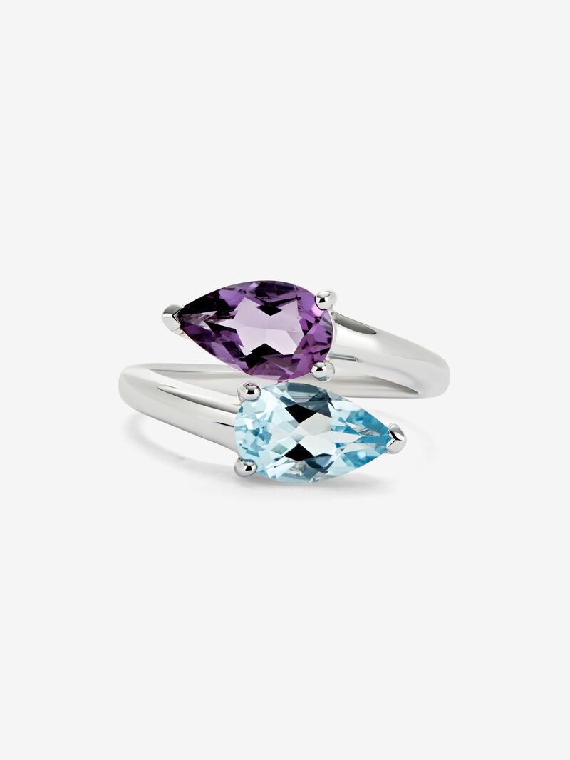 You and I of Silver with Piedras Amratista Morada and Topacio Azul Sky image number 2