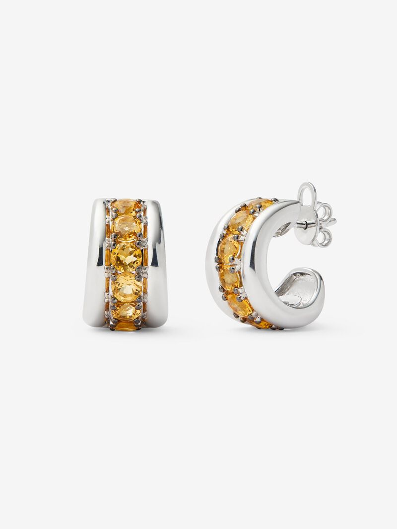 925 silver earrings with paved brilliant-cut citrine quartz image number 0
